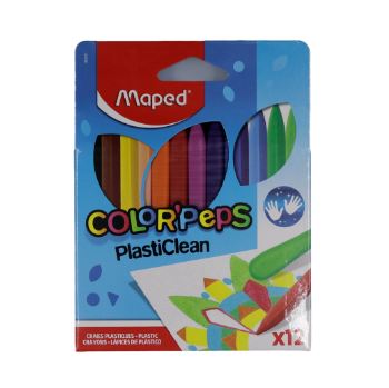 Crayons de cire Plasticlean 12 couleurs 12cm