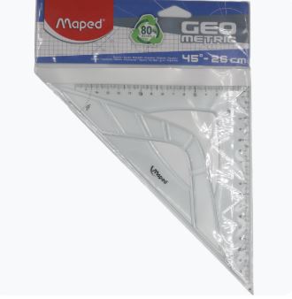 Équerre plastique 45° avec hypoténuse 26cm