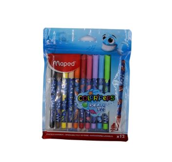 Feutres 12 couleurs Ocean Life pointe moyenne