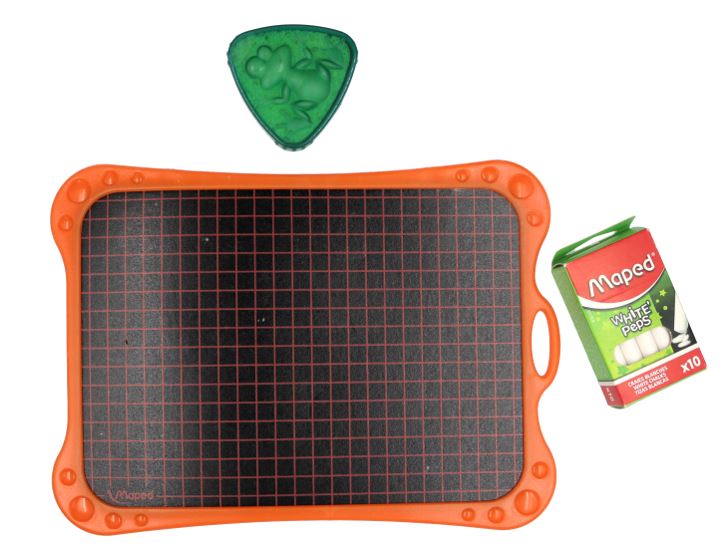 Kit ardoise avec éponge et craies 50g