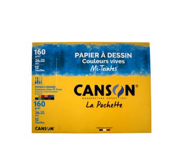 Papier à dessin mi-teinte 160g 12 feuilles