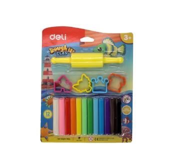 Pâte à modeler 12 pièces + 4 moules + 1 rouleau 160g