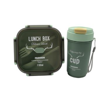 Boîte repas avec bouteille vert 3713/C-286