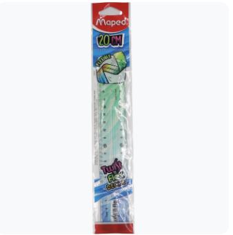 Règle double décimètre incassable 20cm Twist'n Flex Décor