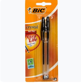 Stylo bille noir Crystal Xtra Life 2 pièces