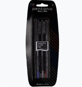 Stylos à bille Pentonic 0,7mm 3 pièces (bleu, rouge, noir)
