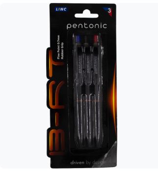 Stylos à bille rétractables Pentonic 3 pièces (bleu, rouge, noir)