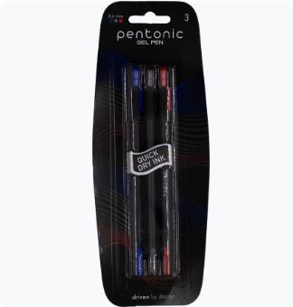 Stylos gel Pentonic 0,6mm 3 pièces (bleu, rouge, noir)