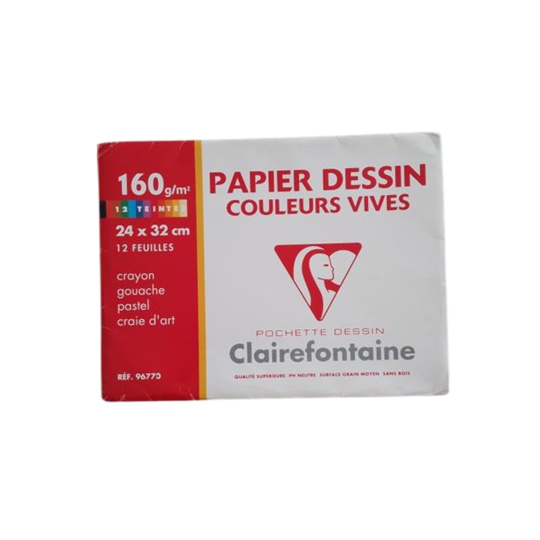 Papier dessin couleur vive 12 feuilles 24×32cm 160g