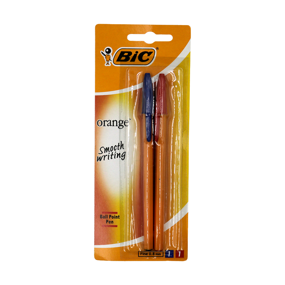 Stylo bille 2 pièces Orange Original (rouge & bleu)