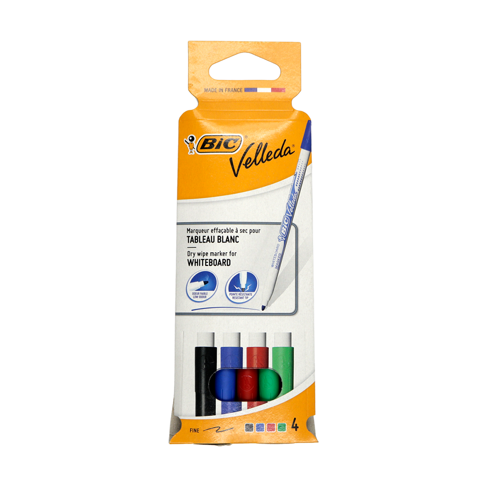 Marqueur Velleda 4 couleurs tableau blanc pointe ogive