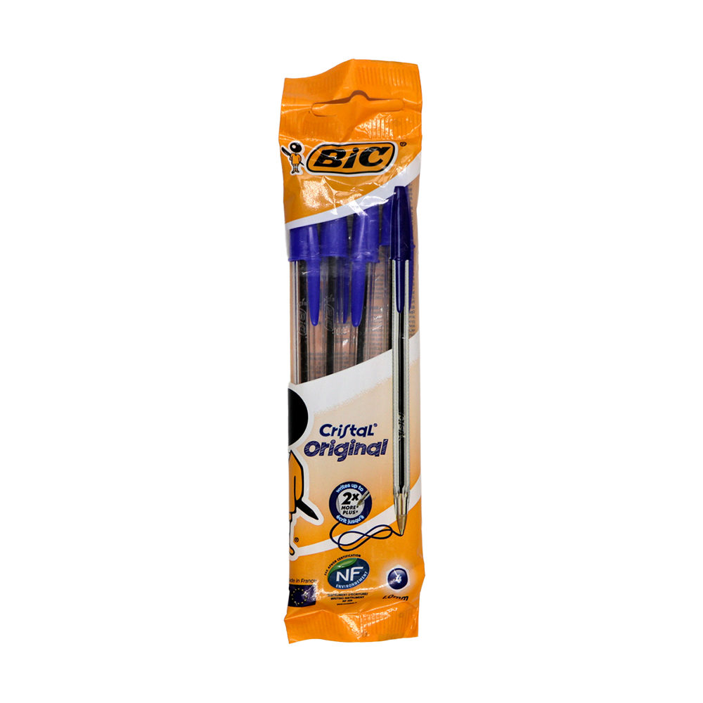 Stylo bille bleu Crystal 4 pièces pointe moyenne