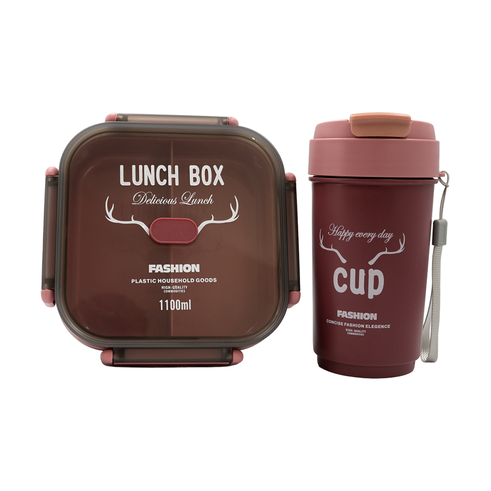 Boîte repas avec bouteille grenat 3713/C-286