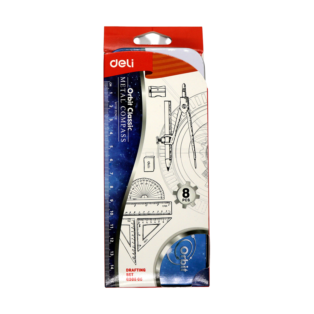 Kit géométrie 8 pièces règles avec compas