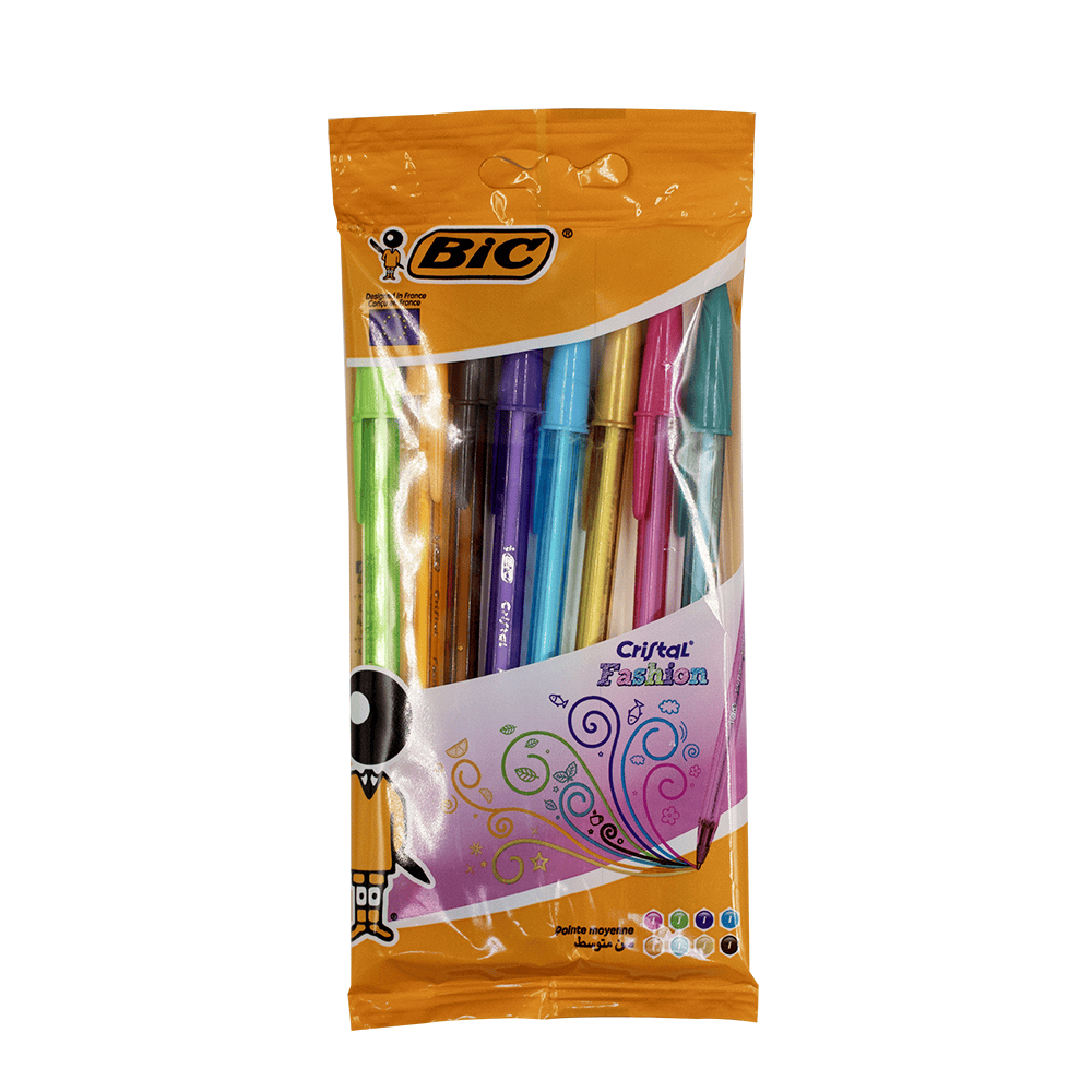 Stylo bille Cristal Fashion 8 couleurs