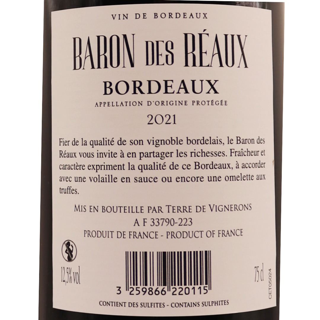 Bordeaux Rouge Baron des Réaux 21 75cl
