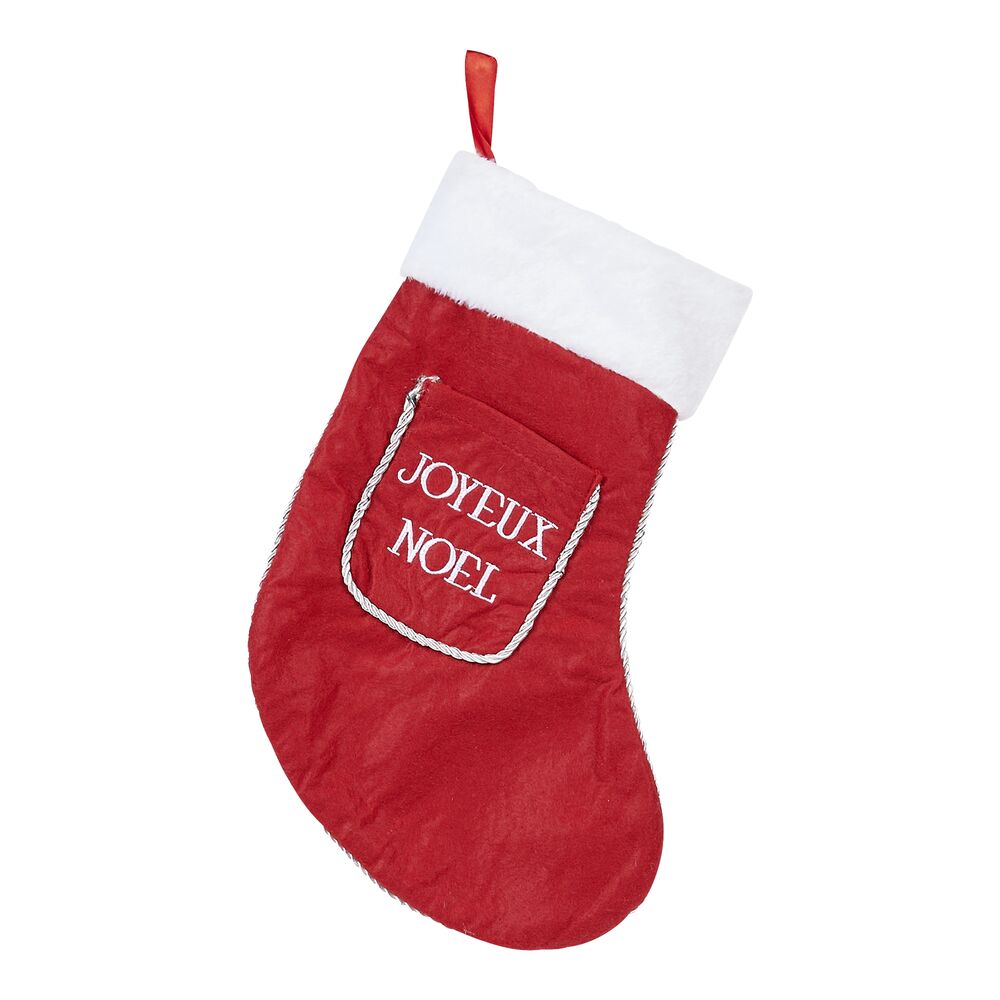 Chaussure noël polyester rouge brodée