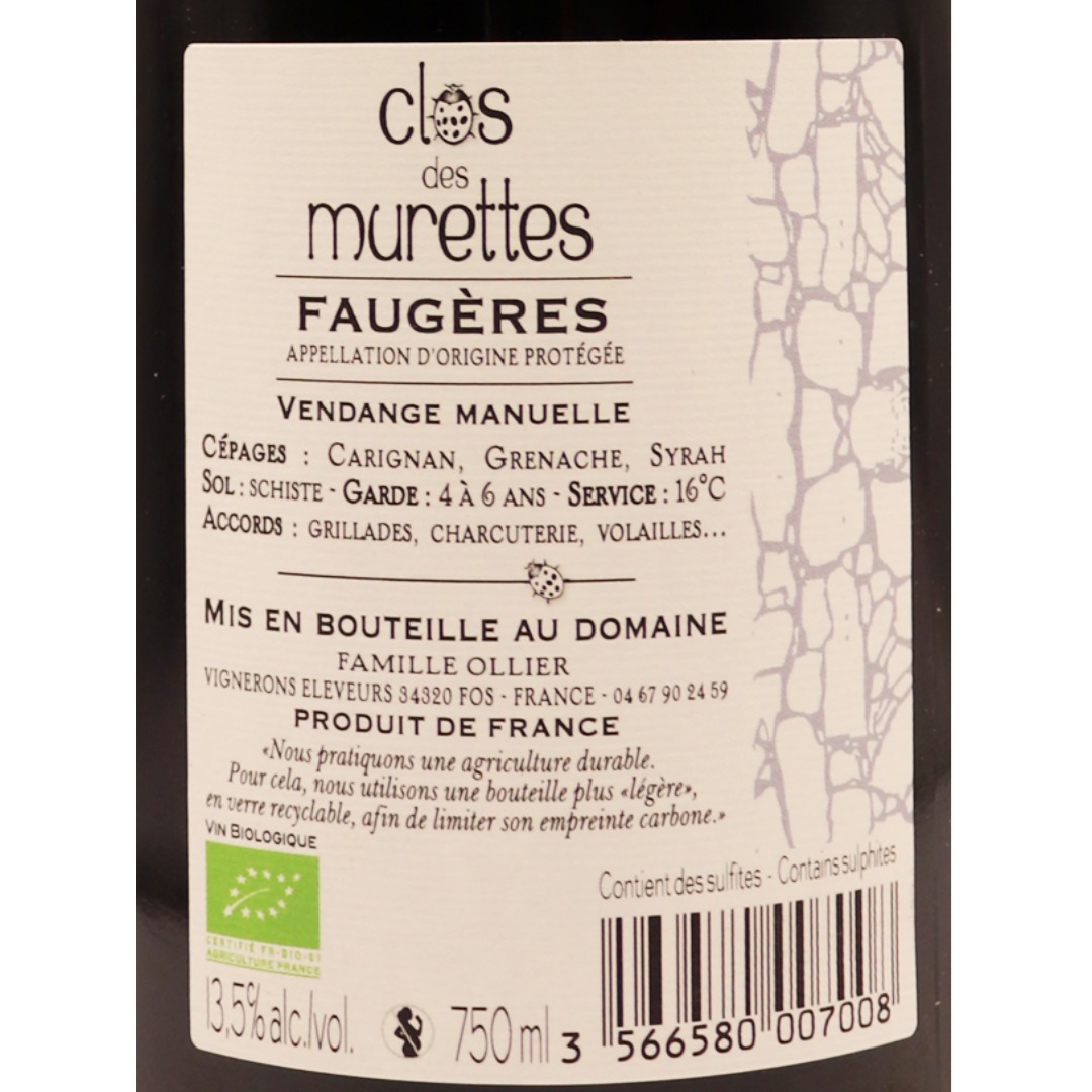 Languedoc Rouge Faugères D.Ollier Taillefer Clos Murettes 22 75cl