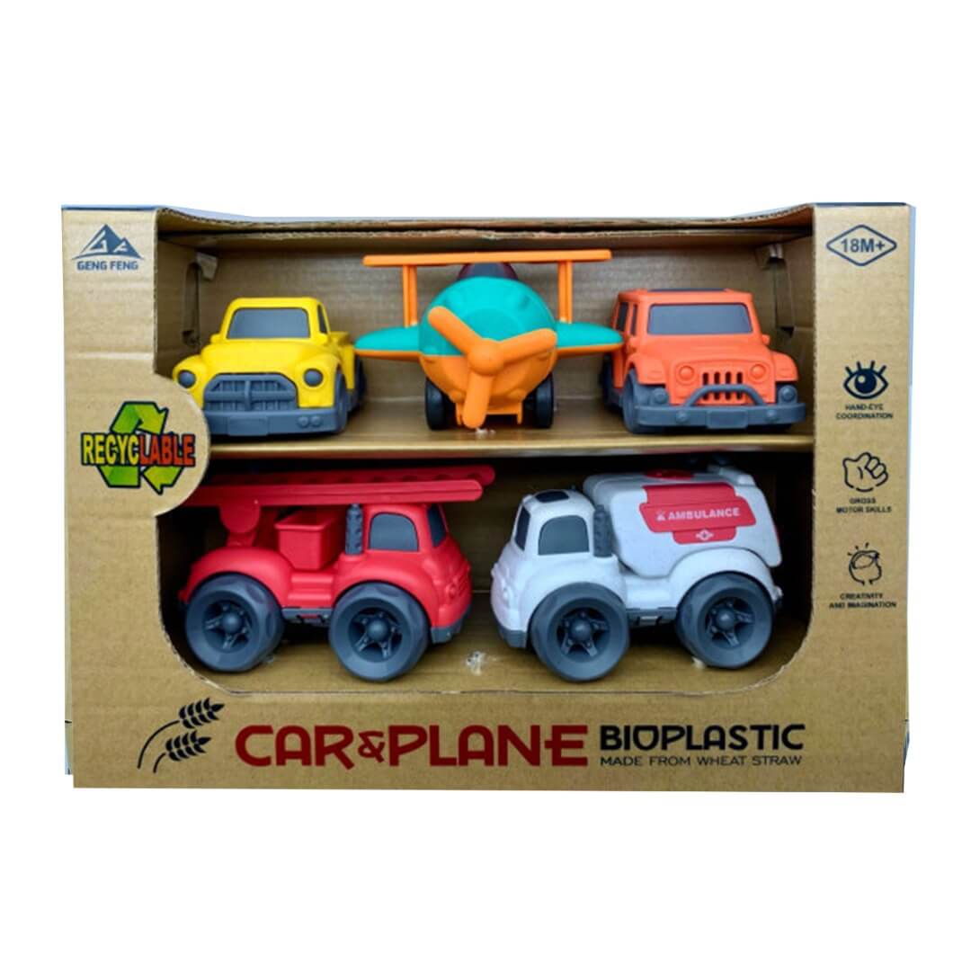 Voiture et avion miniature en bioplastique