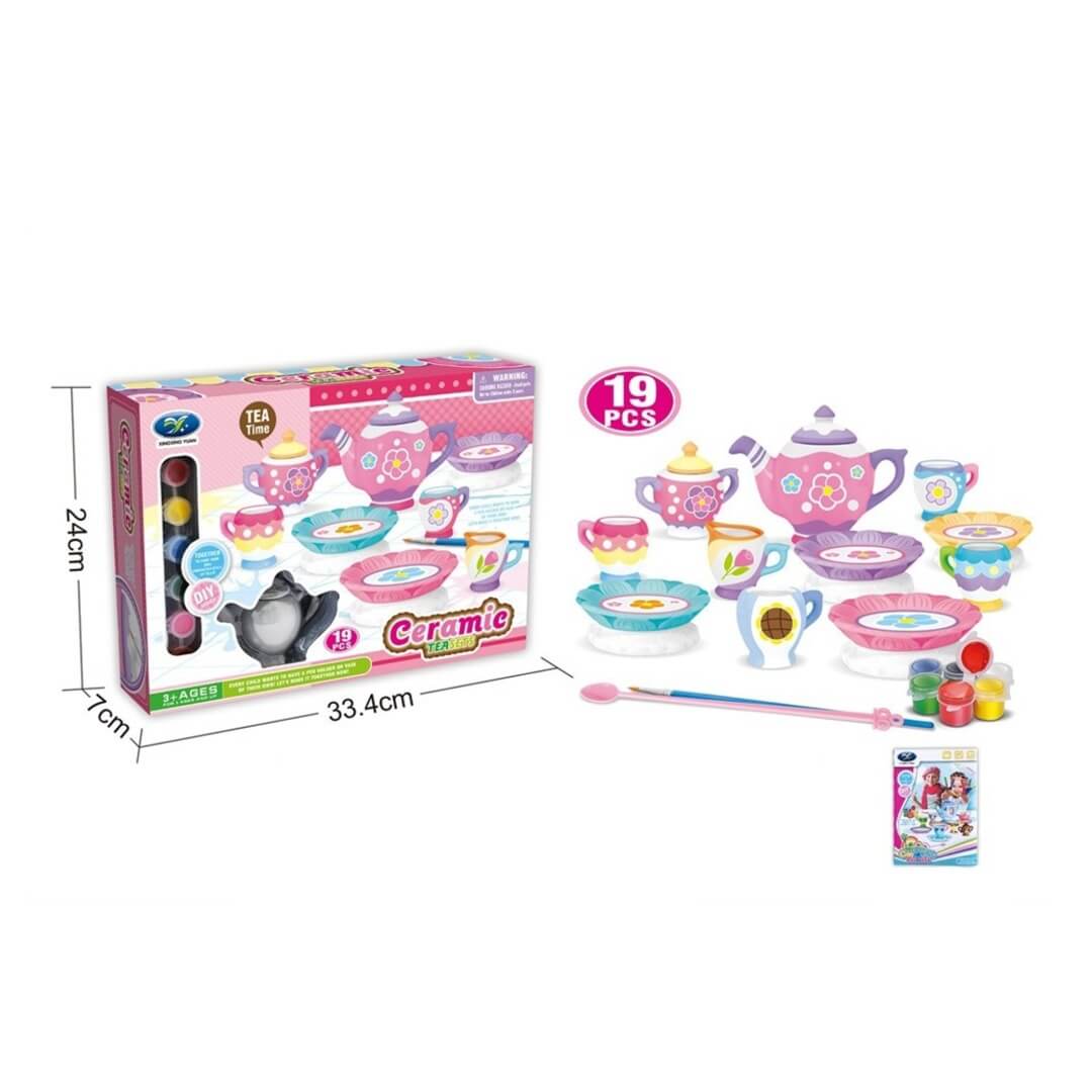 Service à thé en céramique à peindre (19 pièces)