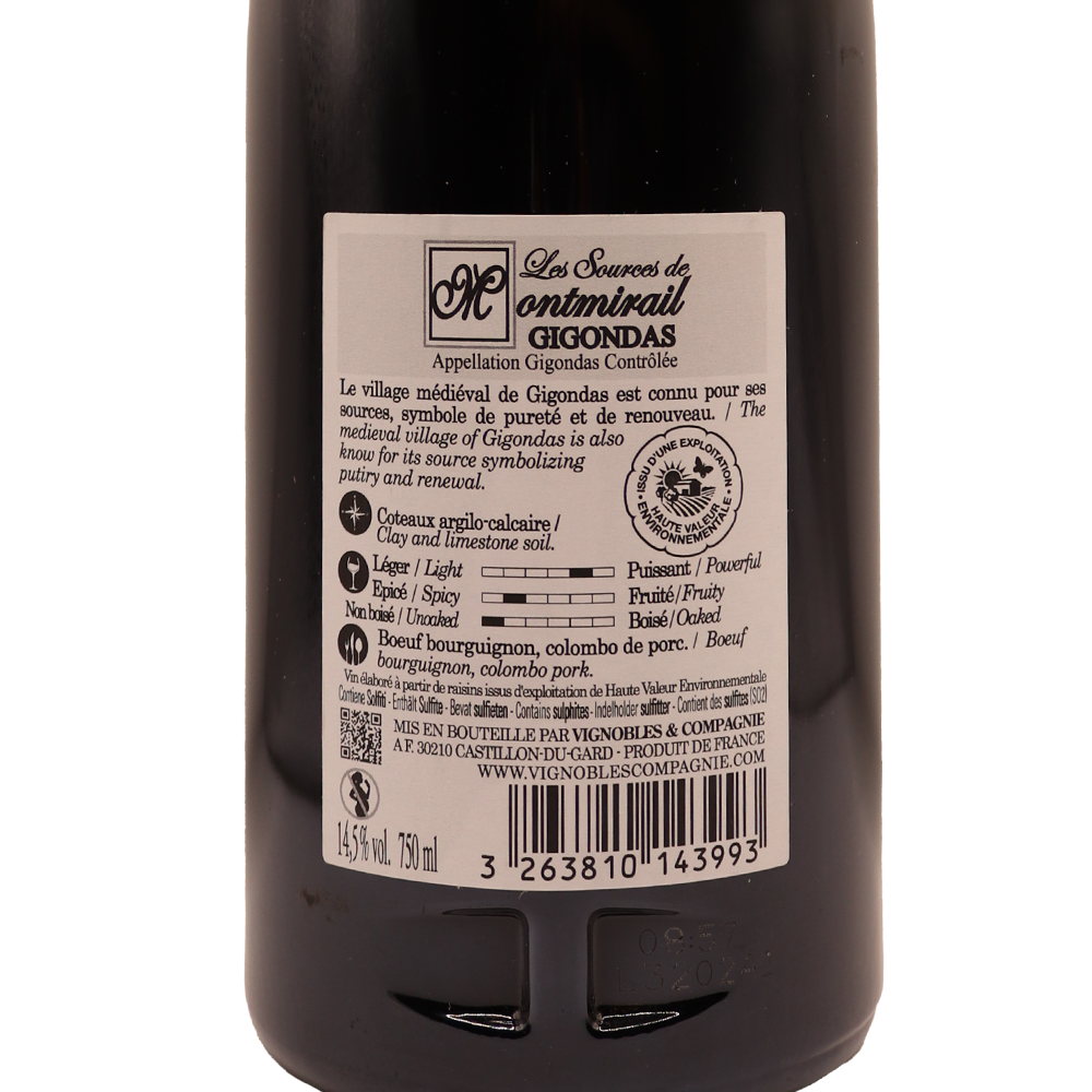 Rhône Rouge Gigondas Les Sources de Montmirail 22 75cl
