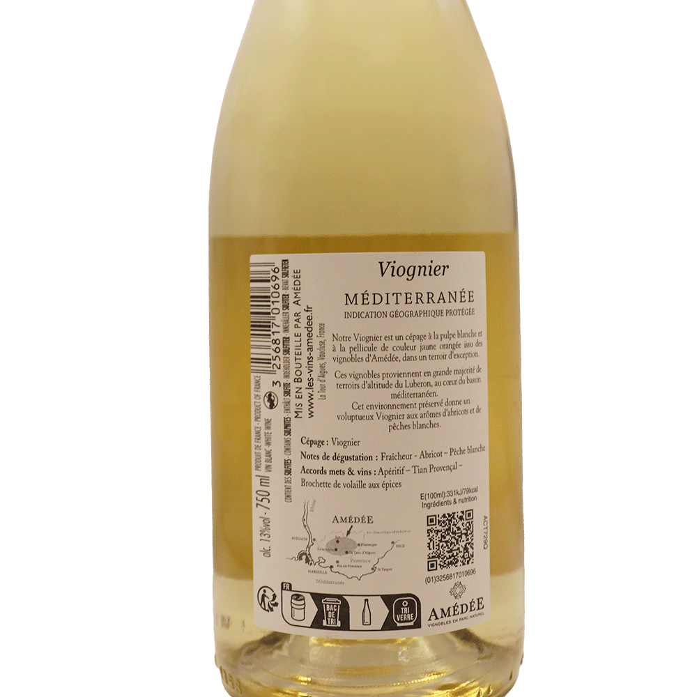 Rhône Blanc Lubéron Méditerranée Amédée Cépages Viognier 24 75cl