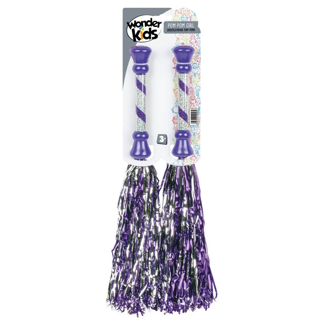 Pompons de cheerleading violet métallisé