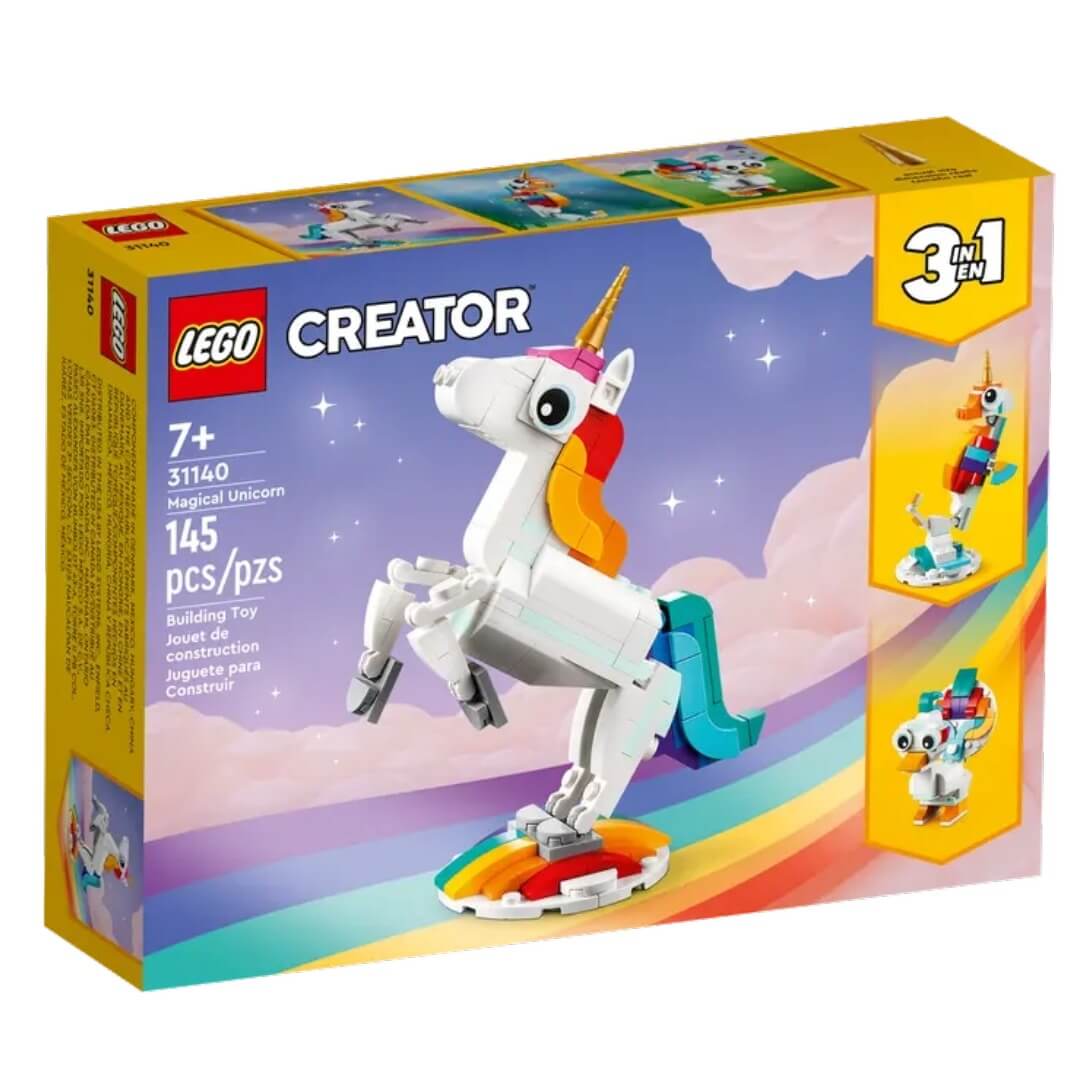 Jeu de construction 3-en-1 avec licorne, paon et hippocampe