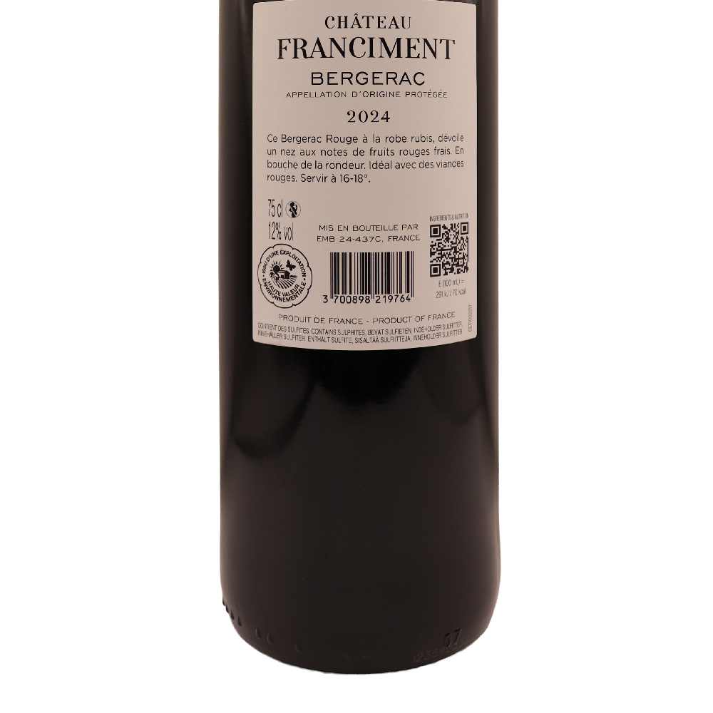Sud-Ouest Rouge Bergerac Château Franciment 24 75cl