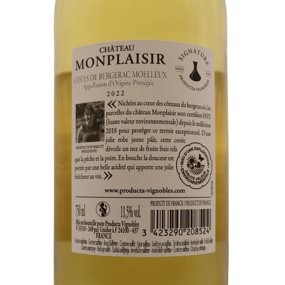 Sud-Ouest Blanc Bergerac moelleux Château Monplaisir 22 75cl