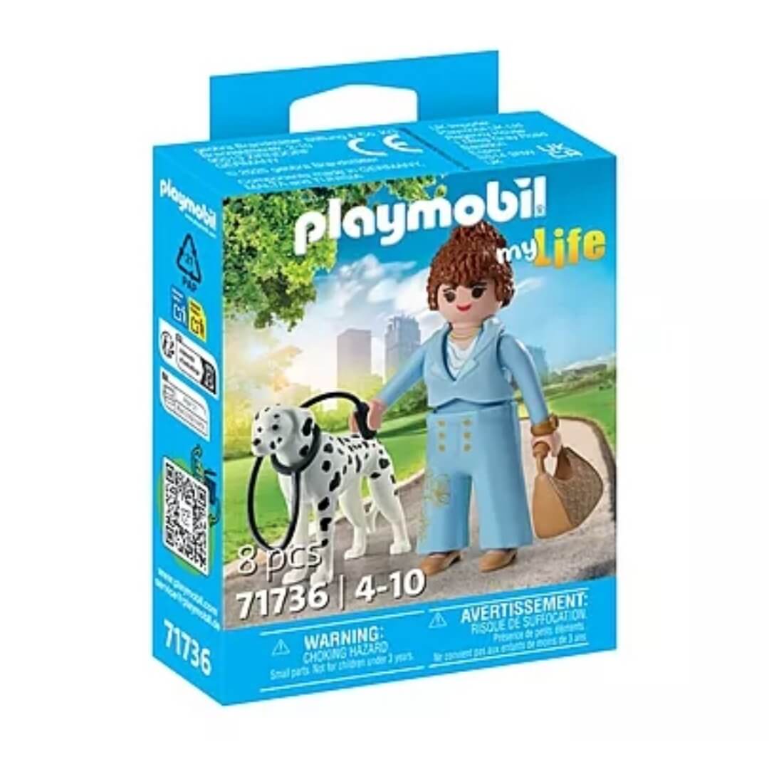 Figurine femme avec chien Dalmatien