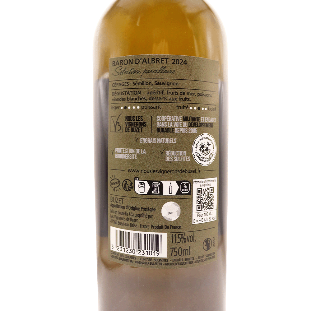 Sud-Ouest Blanc Buzet Baron Albret Sélection Parcellaire 24 75cl