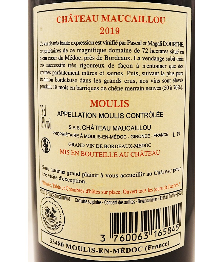 Bordeaux Rouge Moulis Maucaillou 19 75cl