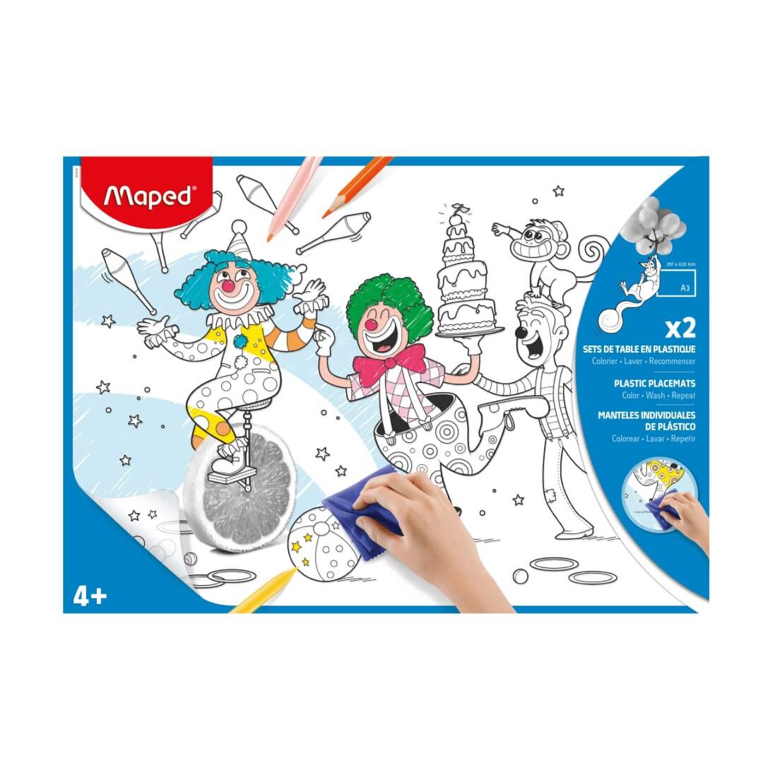 Set de 2 supports coloriage en plastique lavable A3