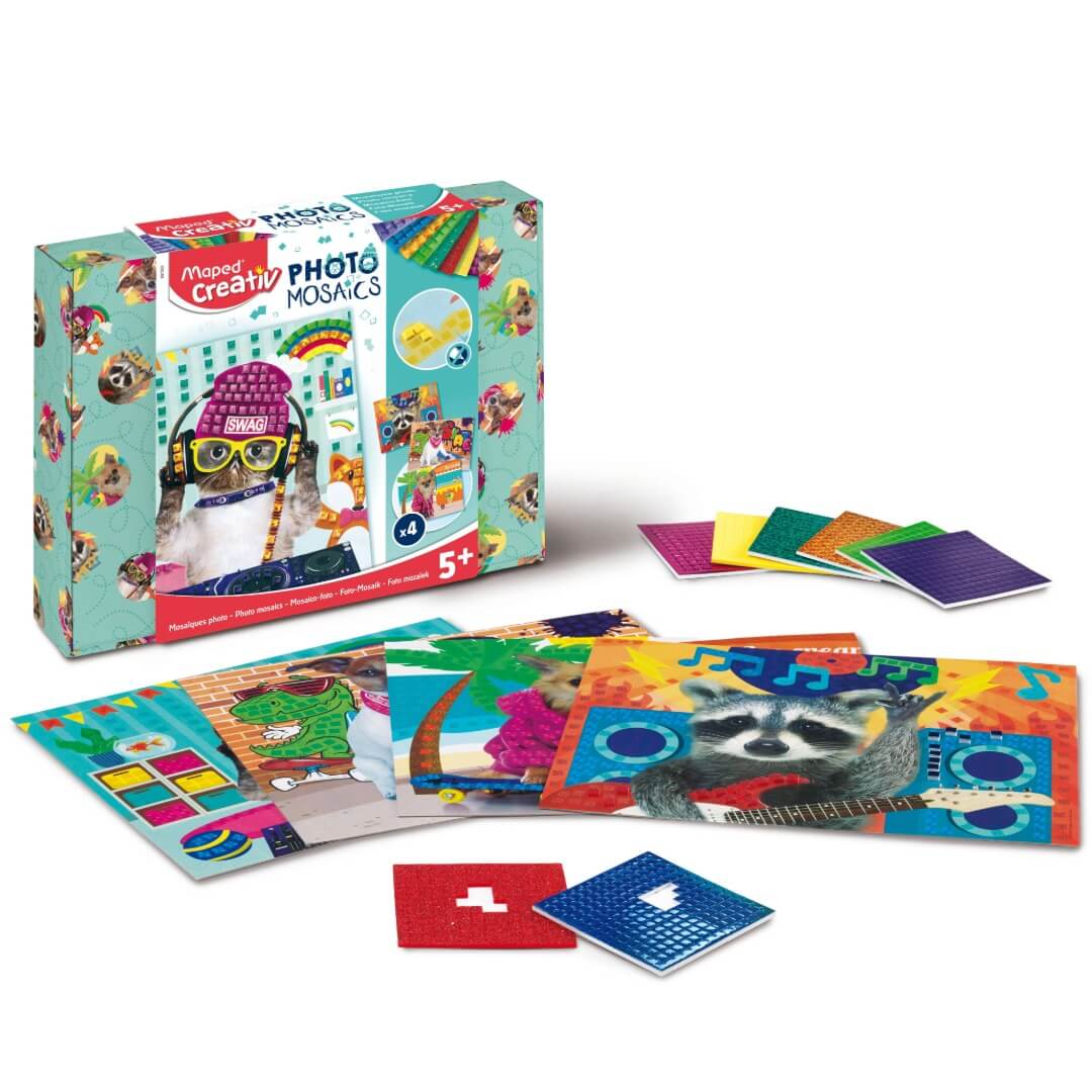 Set de mousse adhésive colorée photo mosaics cool animals creativ A0244010
