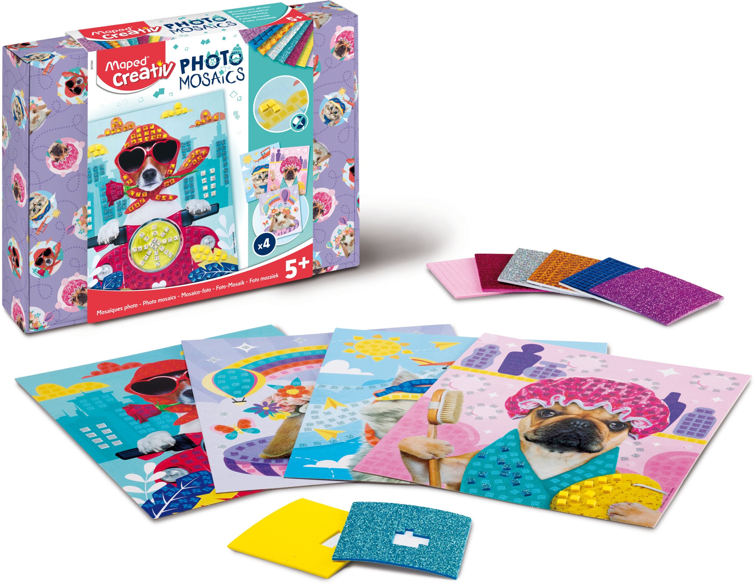 Set de mousse adhésive colorée photo mosaics cute animals creativ A0244008