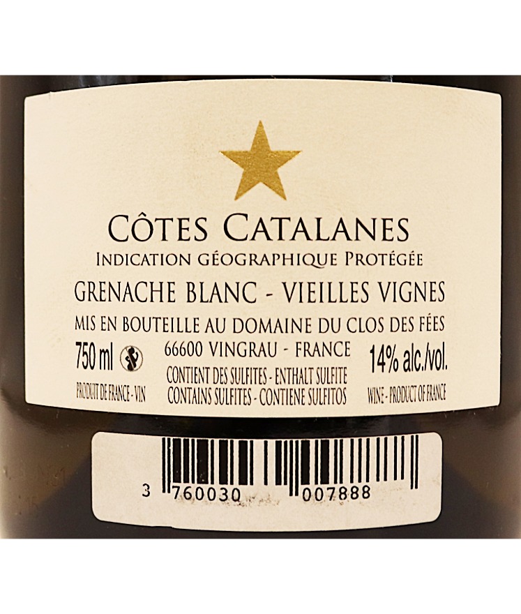 Languedoc Blanc Côtes Catalanes Domaine du Clos des Fées 22 75cl
