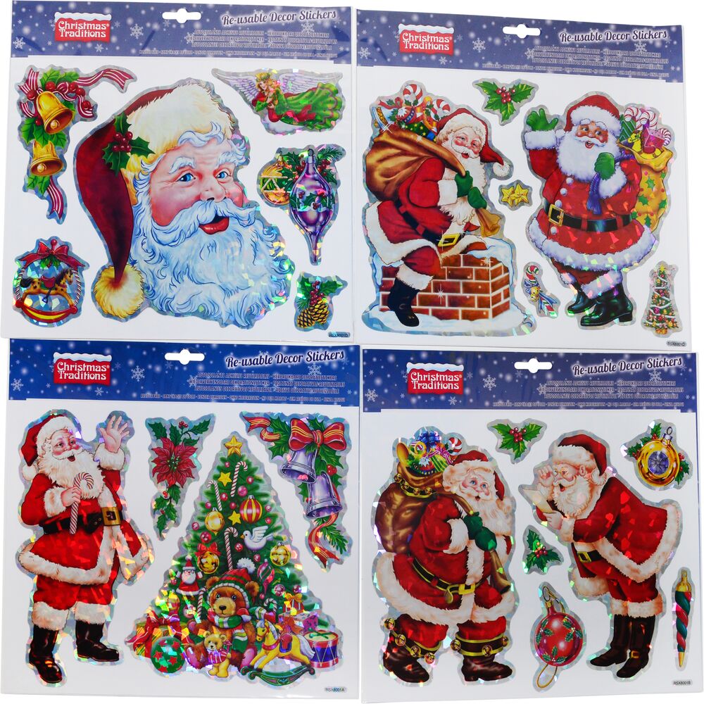 Autocollants père noël assortis 30x23cm
