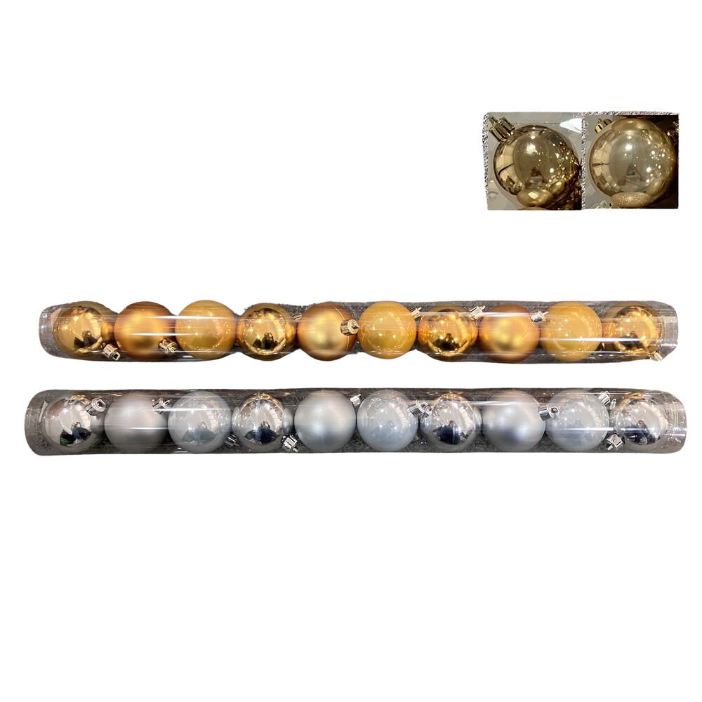 Boite de 10 boules assorties 6cm