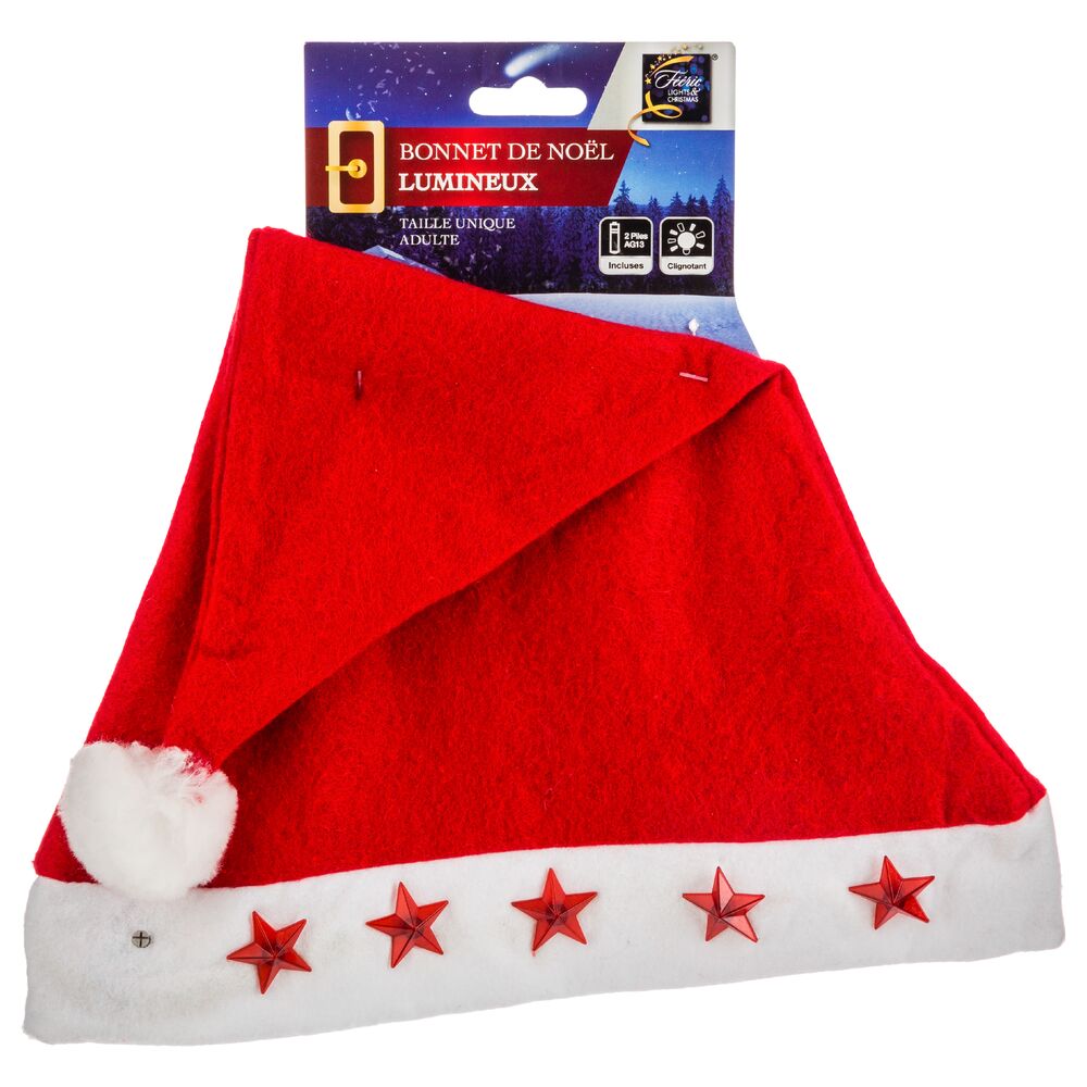 Bonnet père noël étoile lumineuse