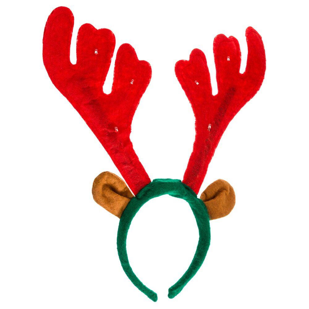 Serre-tête lumineux LED rouge (modèle renne)