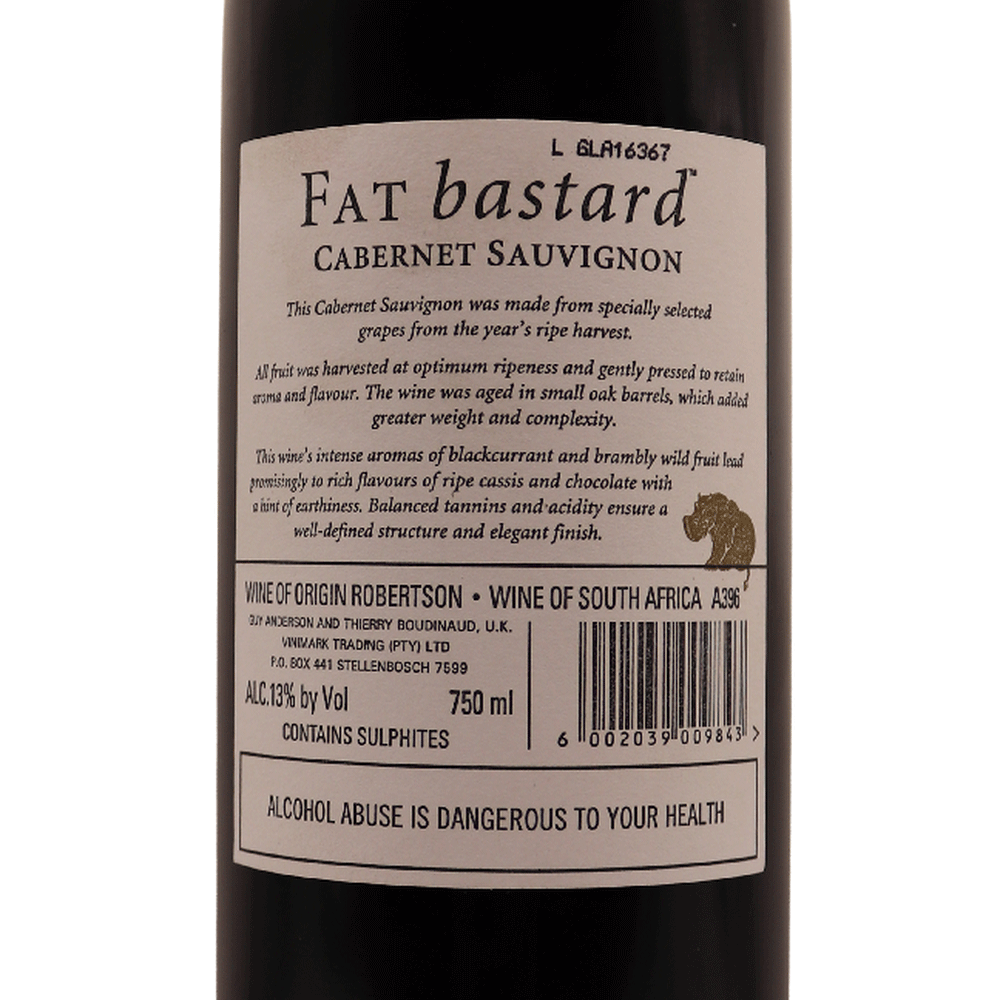 Afrique du Sud rouge Cabernet Sauvignon Fat Bastard 23 75cl