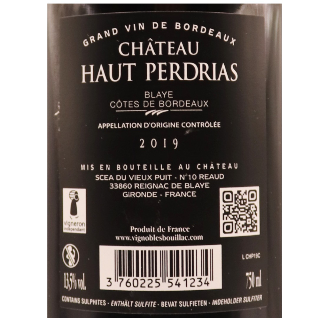 Bordeaux Rouge Côtes de Blaye Château Haut Perdrias 19 75cl