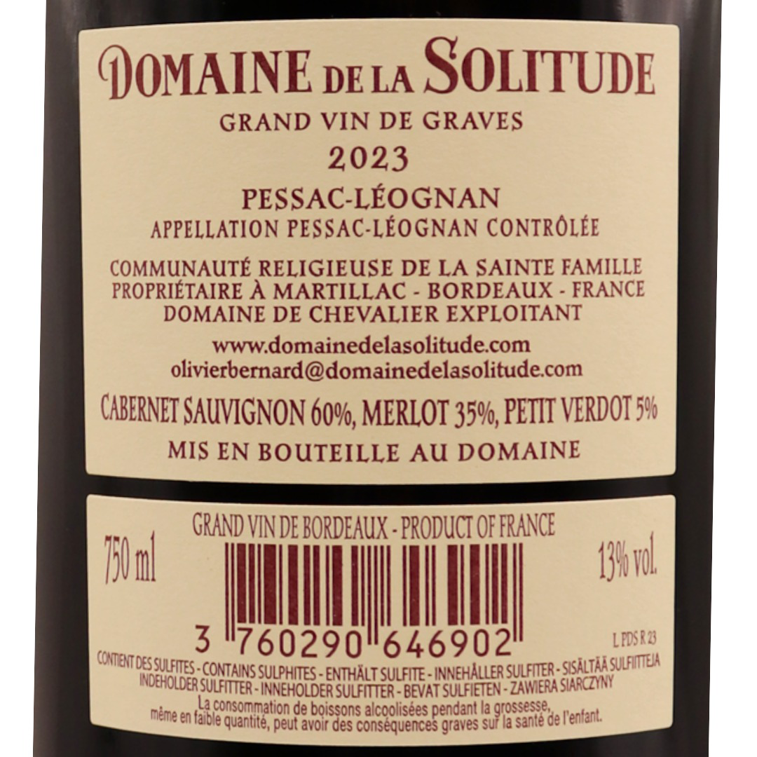 Bordeaux Rouge Péssac-Léognan Domaine de la Solitude 23 75cl