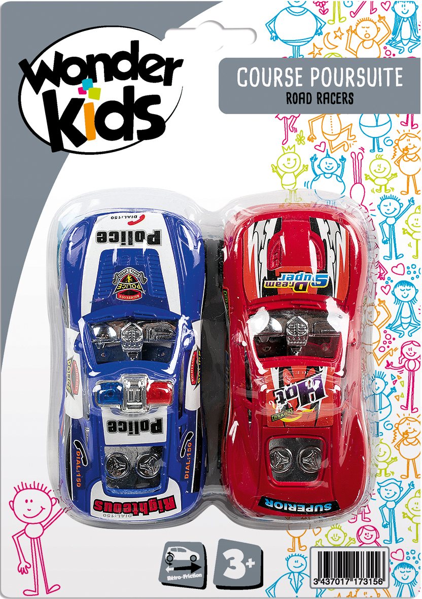 Lot de 2 voitures minitures course poursuite Road racers