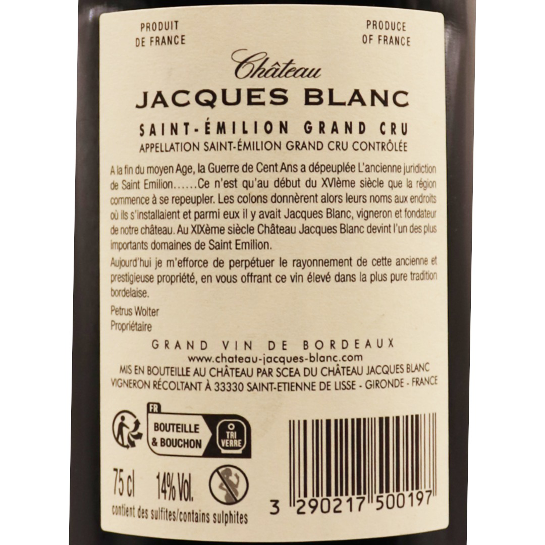 Bordeaux Rouge Saint-Emilion Grand Cru Château Jacques Blanc 21 75cl
