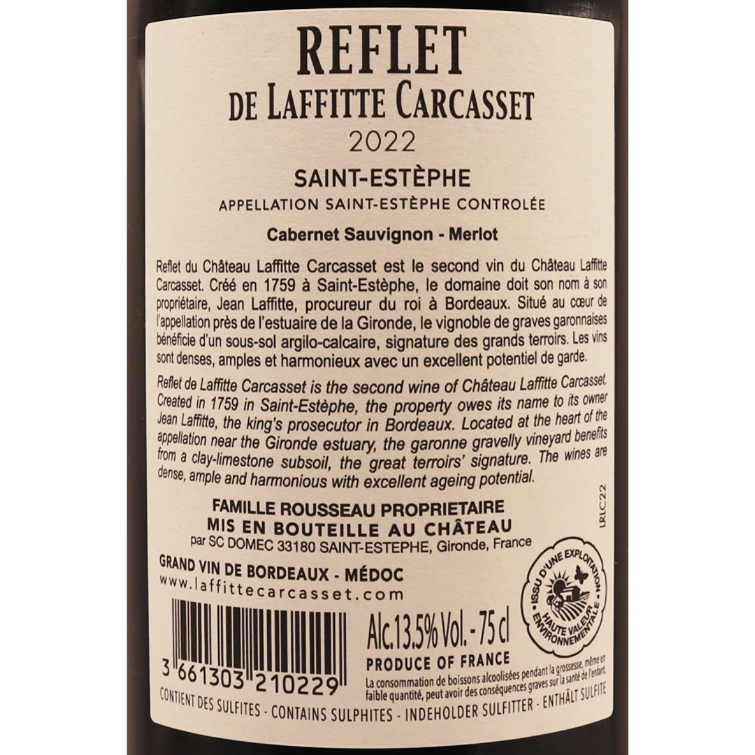 Bordeaux Rouge Saint-Estèphe Reflet Laffitte Carcasset 22 75cl