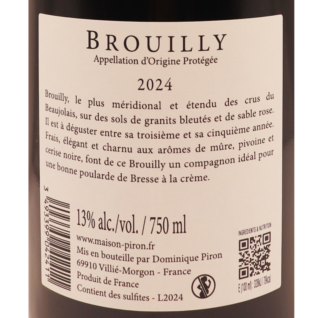 Beaujolais rouge Brouilly Dominique Piron 24 75cl