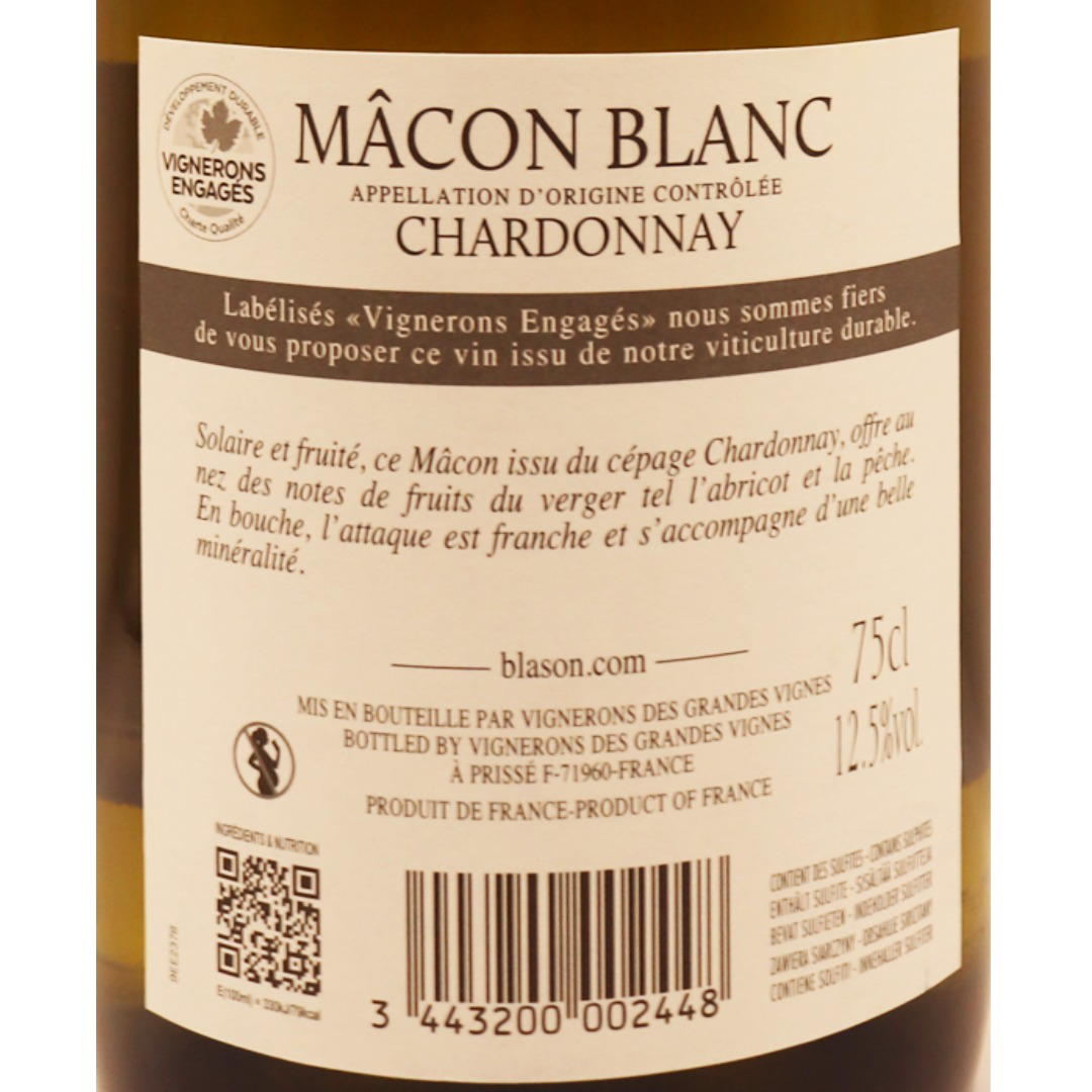 Bourgogne Blanc Maconnais Blason Grandes Vignes 24 75cl