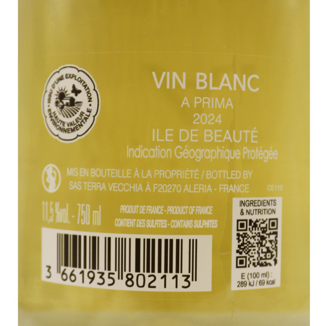 Corse Blanc Ile de Beauté Terra Vecchia cuvée A Prima 24 75cl